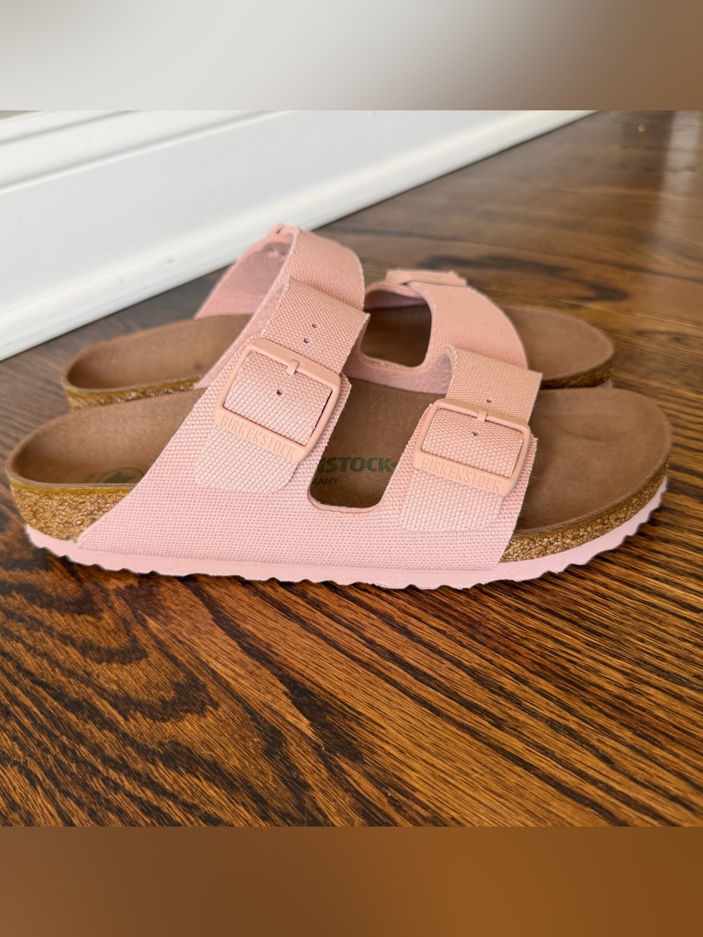 Birkenstock Arizona Vegan in Soft Pink Canvas
